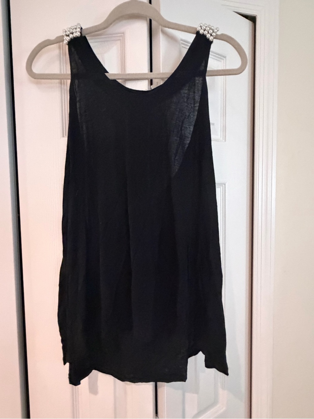 Pins & Needles Black Sleeveless Tank with Beaded Shoulders